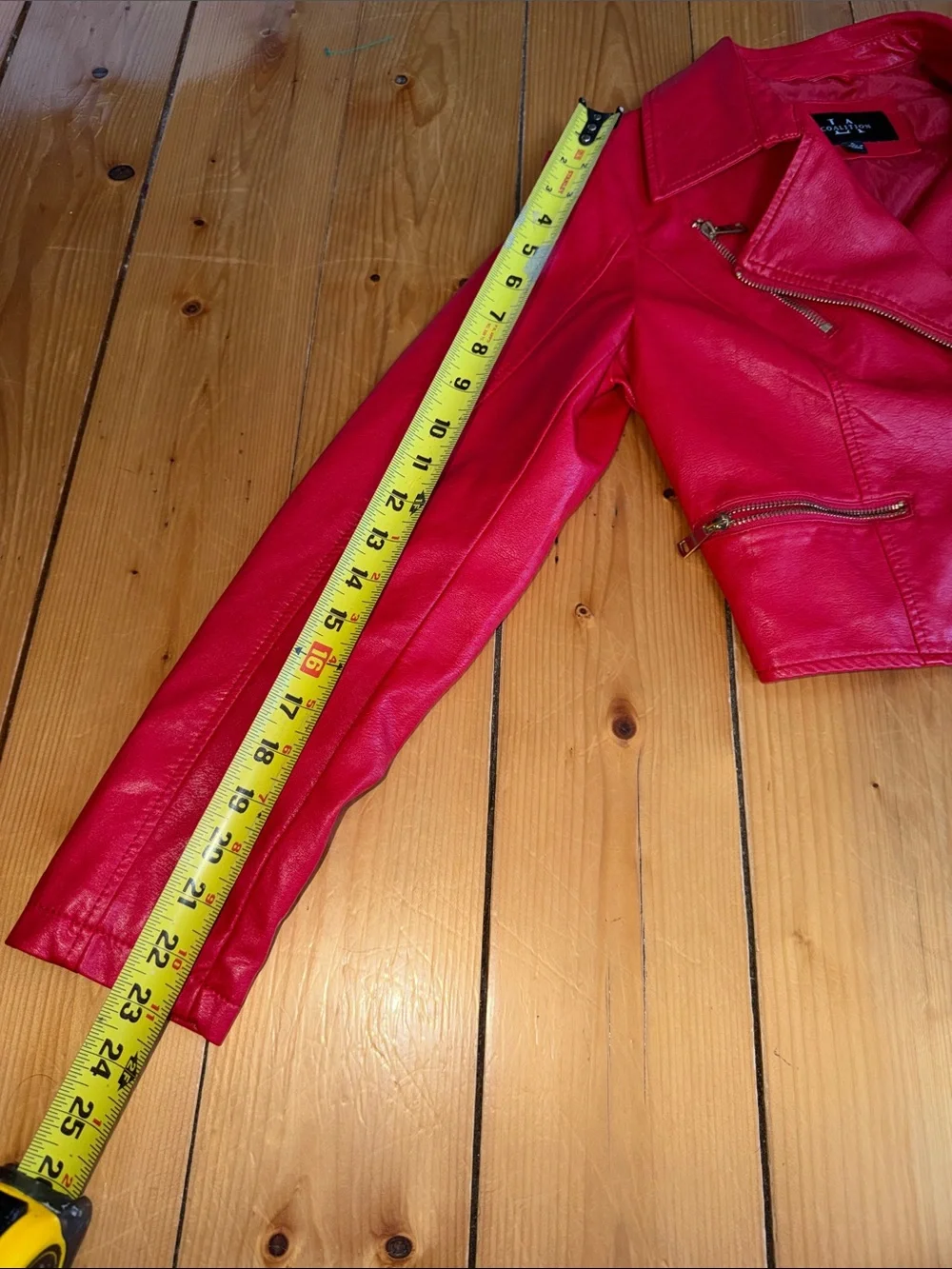 LA Coalition Bright Red Faux Leather Moto Jacket size S